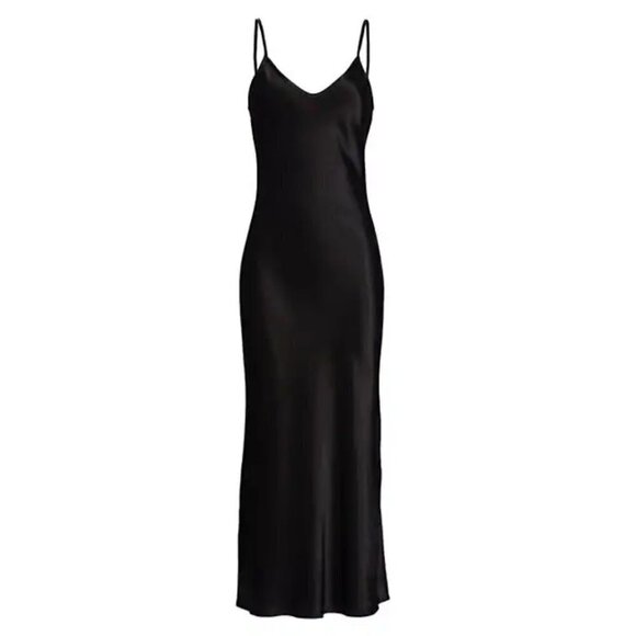 💕ENZA COSTA💕 Bias Slip Dress ~ Black Satin Midi Length Size 3 = Large NWOT - Picture 8 of 16